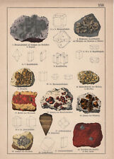 Minerals Galena Wulfenite Tin Ore Crocoite Lithography From 1886 Mineral for sale  Shipping to South Africa