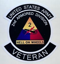 US Army 2nd Armored Division "Hell On Wheels" Veteran Sticker Waterproof D60 for sale  Shipping to South Africa