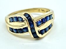 Vintage 14k Yellow Gold EWL Round Blue Sapphire Channel Set Ring Size 7 for sale  Shipping to South Africa