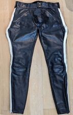 LANGLITZ  CUSTOM- SUPER COMFORT  MTR CYCLE LINED BREECHES - BLK w/White/ Brass for sale  Shipping to South Africa