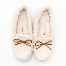 M&S Slippers Womens Moccasin Cream Flat Fur Lined Warm Grip Sole Size UK 6 7 8, used for sale  Shipping to South Africa