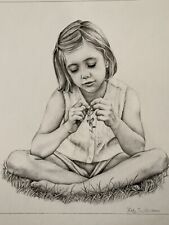 Framed original pencil drawing sketch signed by Katy Sullivan girl's portrait for sale  Shipping to South Africa