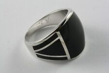 Anillo macizo para hombre anillo sello de piedra negra anillo de plata 925/635 segunda mano  Embacar hacia Argentina