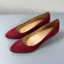 Talbots Women's Laney Suede Scalloped Wedges Size 9.5 M Maroon/Burgundy/Red for sale  Shipping to South Africa