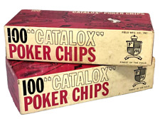 Fichas de póker vintage Catalox acabado mármol rojo blanco azul 1 caja 100-1 caja 99 segunda mano  Embacar hacia Argentina