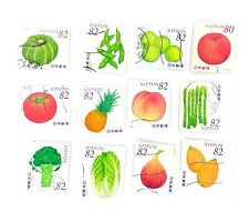 Usado, 12 x selos postais usados de frutas e vegetais japoneses todos fora do papel comprar usado  Enviando para Brazil