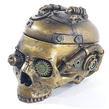 Usado, Caixa de bugigangas Steampunk Skull Nemesis agora era industrial display de resina tom dourado comprar usado  Enviando para Brazil