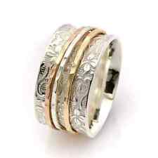 Anillo giratorio de tres tonos anillo de plata esterlina 925 liso anillo de ansiedad hecho a mano segunda mano  Embacar hacia Argentina