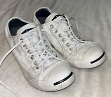 Używany, Converse Jack Purcell Tumbled White Canvas Ox Sneakers M 6 W 8 Unisex na sprzedaż  Wysyłka do Poland