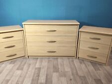 Beech Chest Of Drawers Bedside Cabinet Set X 3 Light Wood Effect  for sale  Shipping to South Africa