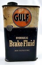 Líquido de frenos hidráulico Gulf Oil de colección lata de metal de 1 pinta ~ VACÍO ~ Hecho en EE. UU. segunda mano  Embacar hacia Mexico