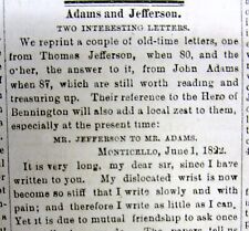 Jornal de 1876 com 2 cartas entre Thomas Jefferson e John Adams em Sua VELHICE comprar usado  Enviando para Brazil