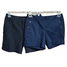 Bermudas femininas estilo clássico azul marinho preto shorts chinos 2 pares tamanho 6 comprar usado  Enviando para Brazil