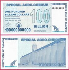 Billete de 100 mil millones de cheque agrícola de Zimbabue 2008 P 64 segunda mano  Embacar hacia Argentina