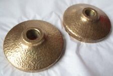 Pair Heavy Minimal Hammered Brass Candlesticks  - Arts Crafts for sale  Shipping to South Africa