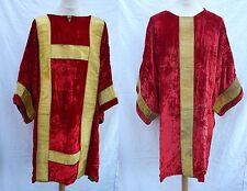 French Pair Dalmatic Chasuble Red Velvet and Golden Braid for sale  Shipping to South Africa