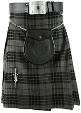 Grey Scottish Men's Kilt Tartan Kilts Traditional Highland Dress, used for sale  Shipping to South Africa