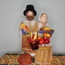 Cracker Barrel Fall Harvest Thanksgiving Pilgrim Couple Iced Blow Mold Lights Up for sale  Brewton