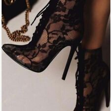 Women Mesh Ankle Boots Pointed Toe Pumps Lace-Up Thin High Heels Party Shoes for sale  Shipping to South Africa