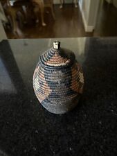 African Zulu Hand Woven Ukhamba Basket With Lid, Approx. 71/2" H x 6" W  for sale  Shipping to South Africa