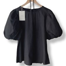 Blusa feminina preta manga folhada redonda meia manga mistura de algodão tamanho único , usado comprar usado  Enviando para Brazil