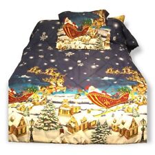 PDK WORLDWIDE Holiday Santa Sleigh Queen Comforter and Sham Set 2pc. Reverseable for sale  Shipping to South Africa