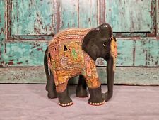 Used, Vintage Hand Carved Solid Wooden Indian Kashmir Hand Painted Elephant Statue for sale  Shipping to South Africa