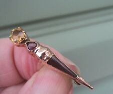 Victorian 9ct Rose Gold , Citrine Agate Sgian Dubh / Skean Dhu Dirk Brooch for sale  Shipping to South Africa