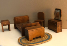 Muebles antiguos de madera para casa de muñecas de 6 piezas - conjunto de dormitorio marrón segunda mano  Embacar hacia Argentina