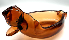 Vintage Duncan Miller Duck Cigar Rest Ashtray 9"  Heavy Amber Glass Candy Dish for sale  Shipping to Canada