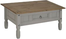 Corona Coffee Table Grey Wax 1 Drawer Solid Pine Living Room Mercers Furniture® for sale  ROTHERHAM