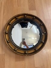 Vintage Round Wooden Convex Gold Wall Mirror With Nautical Porthole Style Design for sale  Shipping to South Africa