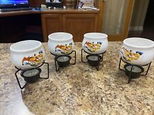 Porcelain Cheese Fondue Party Set Of 4 Mint Condition for sale  Shipping to South Africa