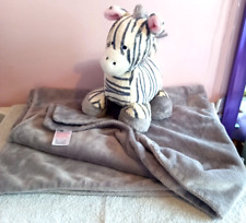 Mothercare Grey Pram Fleece Blanket & Zebra Soft Toy Plush Baby Comforter for sale  Shipping to South Africa