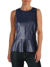 Sexy Women Soft Lambskin Leather Tank Top Blue Fashion Stylish Wear Collection, used for sale  Shipping to South Africa