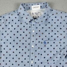 Camisa Penguin para Hombre Grande Azul Geométrica con Botones Mangas Cortas segunda mano  Embacar hacia Argentina