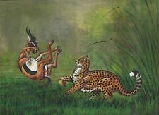 Animal Vida Silvestre Miniatura Arte Pintura De Guepardo Ataque The Ciervo comprar usado  Enviando para Brazil