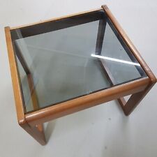 Mid Century Teak Wooden Coffee Table 45cm smokey glass top VTG Denmark Design, used for sale  Shipping to South Africa