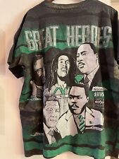 Vintage Kacy World Colours Great Heroes AOP 1990s Shirt XL Single Stitch MLK Bob, used for sale  Shipping to South Africa
