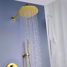 Luxury Bathroom Concealed Shower Tap System Set 12inch Round Brushed Gold for sale  Shipping to South Africa