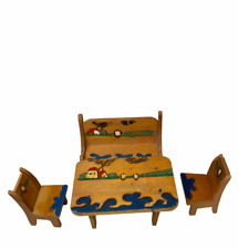 Doll House Wooden Table Bench Two Chairs Painted Beach Scene Japan Vintage Rare for sale  Shipping to South Africa