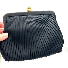 Clutch de festa vintage de cetim preto com ferragens douradas, usado comprar usado  Enviando para Brazil