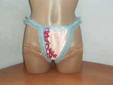 Sissy Silky Satin Discreet Half Back Tanga Panties Knickers Peach Multi for sale  Shipping to South Africa