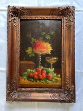 Oil Painting Old Still Life Grapes Champagne Strawberries F. MORTELMANS (1865-1936), used for sale  Shipping to South Africa