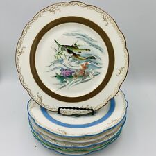 7 pratos de jantar antigos Haviland Limoges peixe caça selvagem pássaro 8,5” pintados à mão comprar usado  Enviando para Brazil