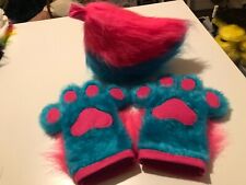 Fursuit Mini Partial Pink and Aqua Paws and Nub Tail (17) for sale  Shipping to South Africa