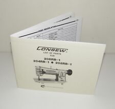 Consew 206RB 204RB 208RB Sewing Machine  Parts List Manual Reproduction, used for sale  Canada