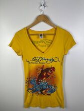 Ed Hardy By Christian Audigier Woman's Medium M Koi Fish Yellow Graphic Print for sale  Shipping to South Africa