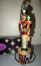 Radko AT ATTENTION Soldier on Drum w/ Patriotic Flag Glass Christmas Ornament 7" for sale  Shipping to South Africa