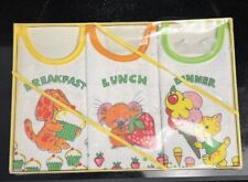 Vintage Animal Set of 3 Baby Bibs Breakfast, Lunch, Dinner. New Never Used for sale  Shipping to South Africa